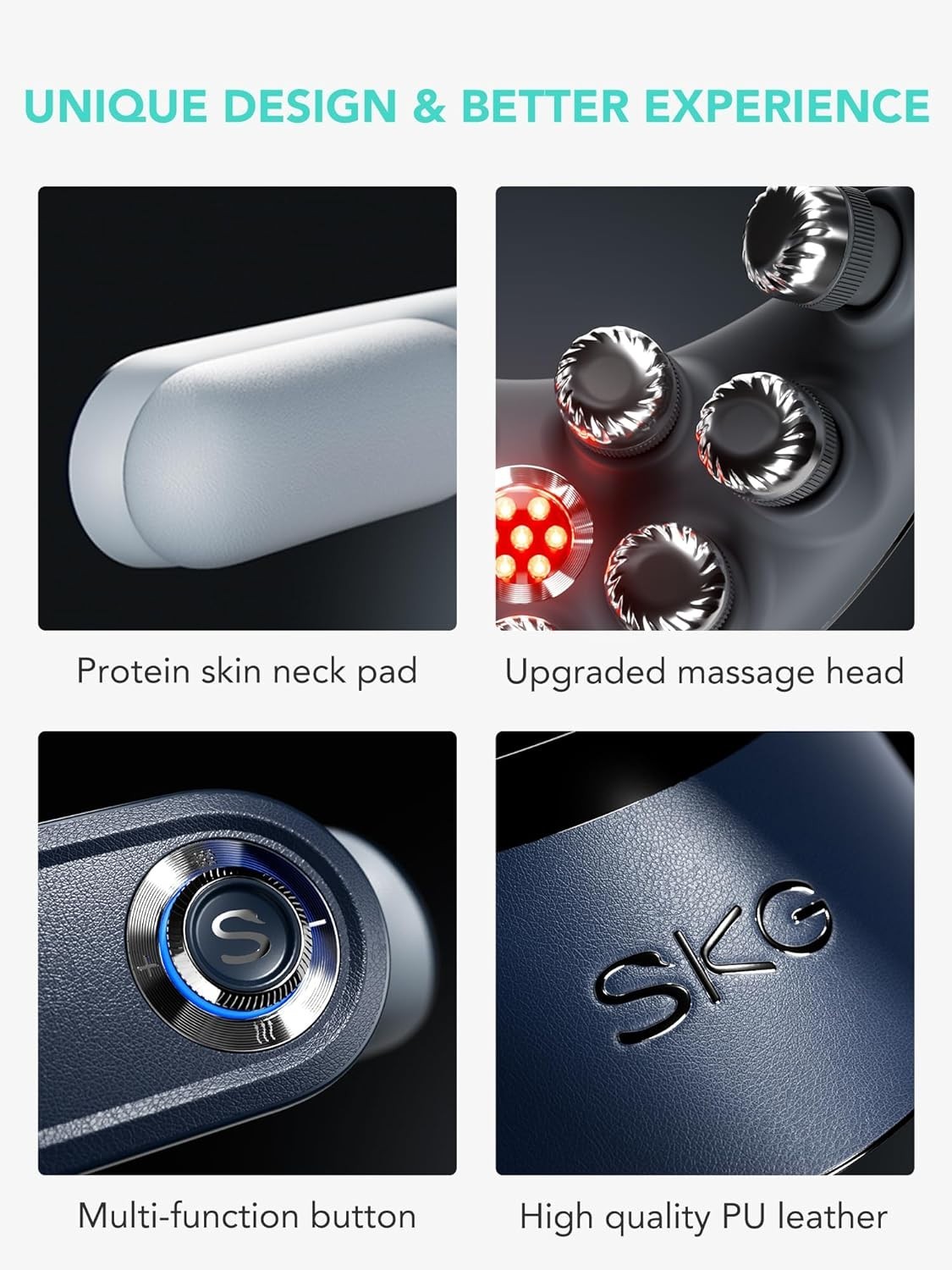 SKG Cordless Neck Massager Pain Relief Deep Tissue Vibration Foldable