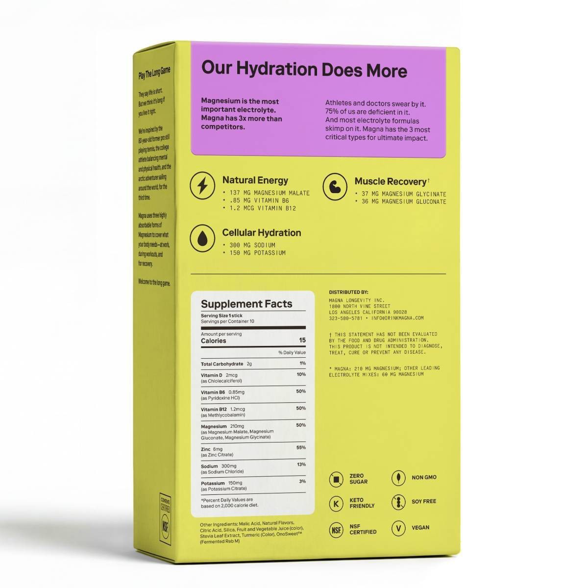 Magna Hydration Electrolyte Mix Stick Pack Dietary Supplement Powder – 10ct