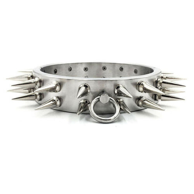 3cm 4cm 6cm High Stainless Steel Neck Collar With Thorn Double Row Spike Choker