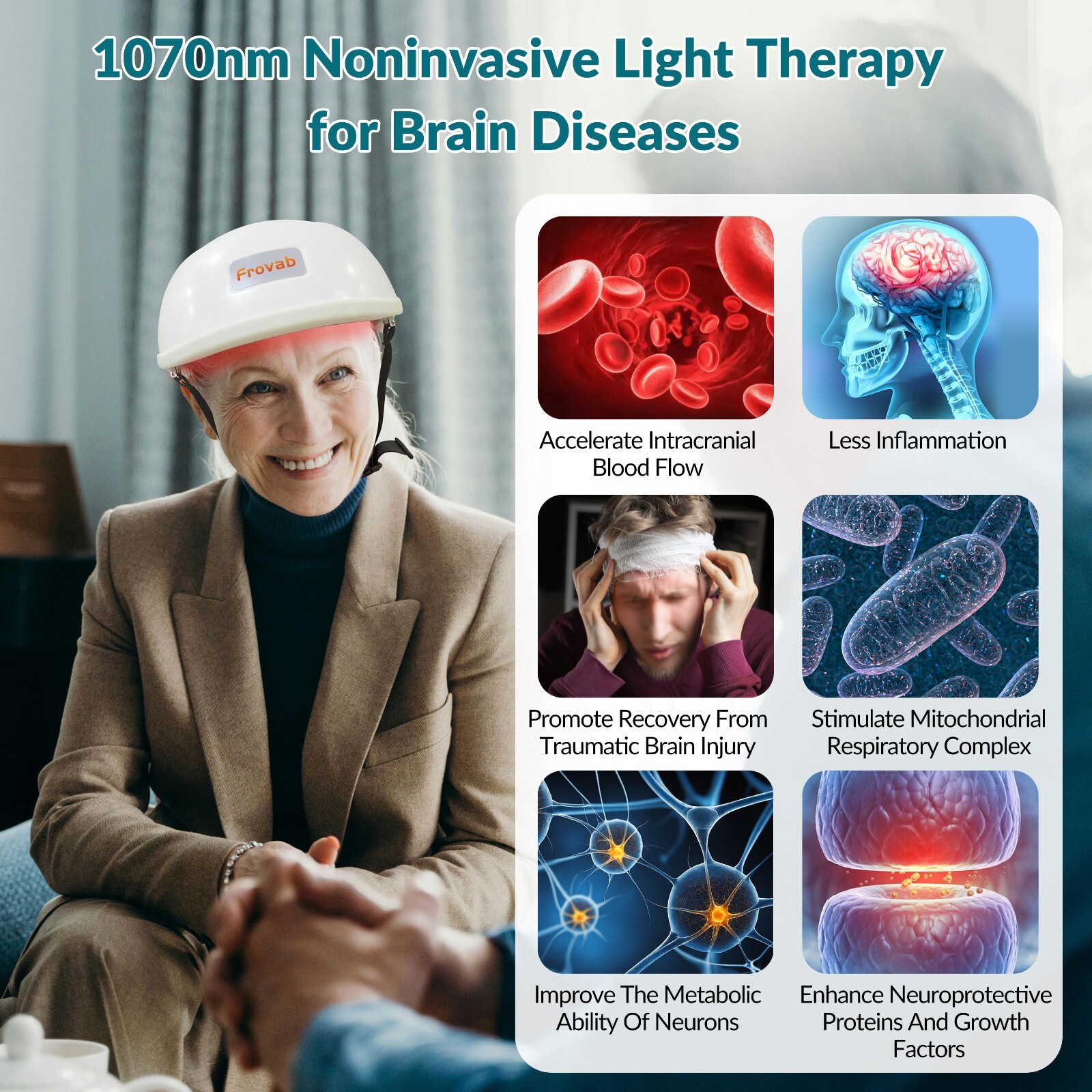 Brain Photobiomodulation Therapy Device 1070nm Helmet Autism Migraine Relief