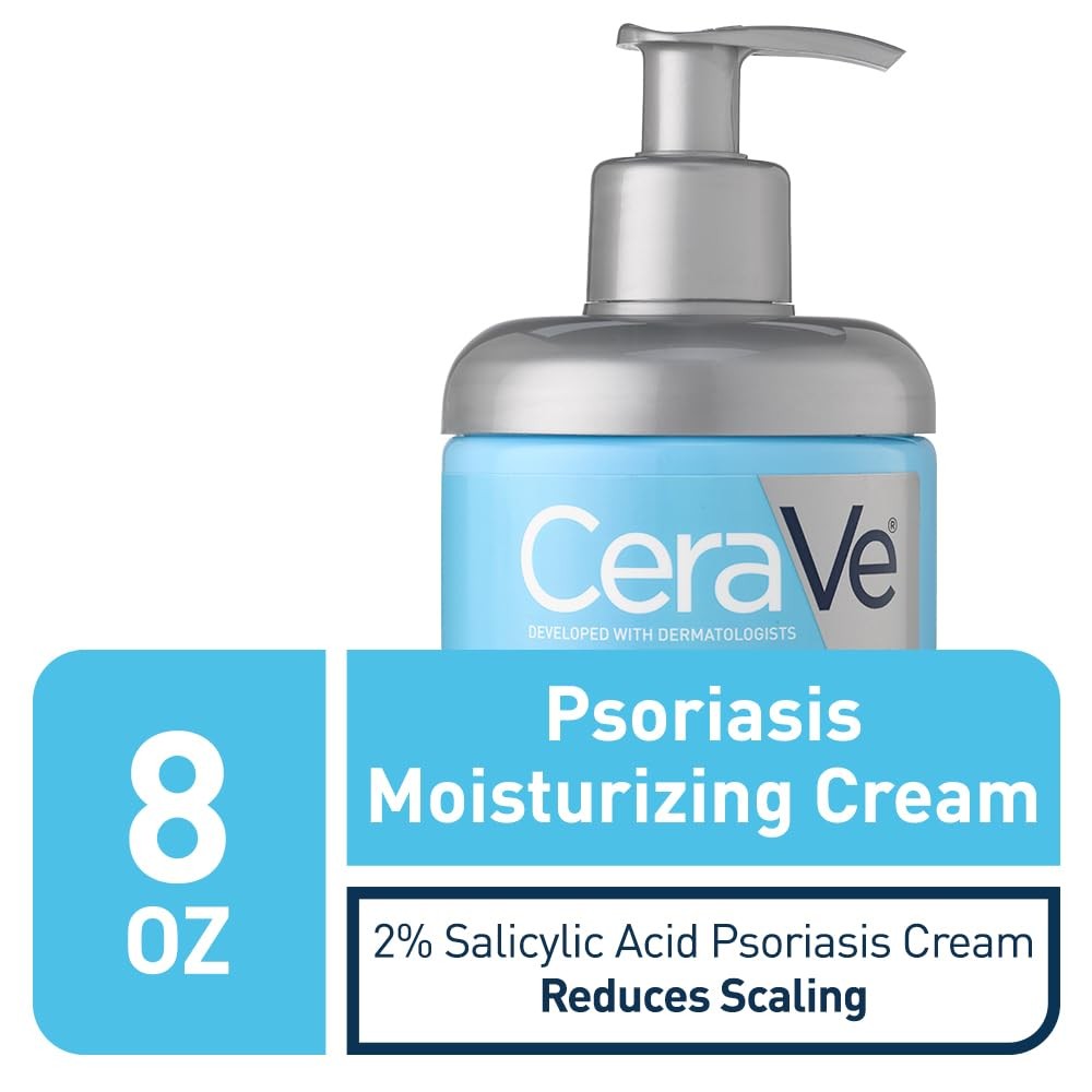CeraVe Moisturizing Cream for Psoriasis Treatment, 8 Ounce (Pack of 1), blue
