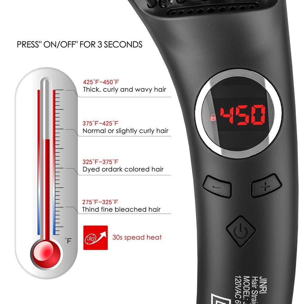 Brand New — Hair Straightener Brush, Ceramic Ionic Straightening Iron Comb