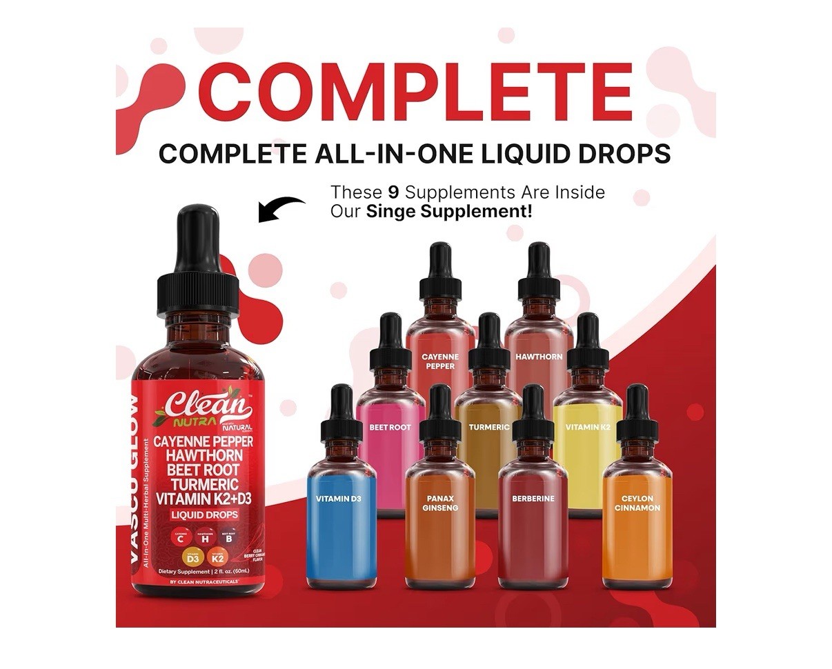 Clean Nutra Cayenne Pepper Drops Vascu Glow Supplement Liquid Drops 2oz