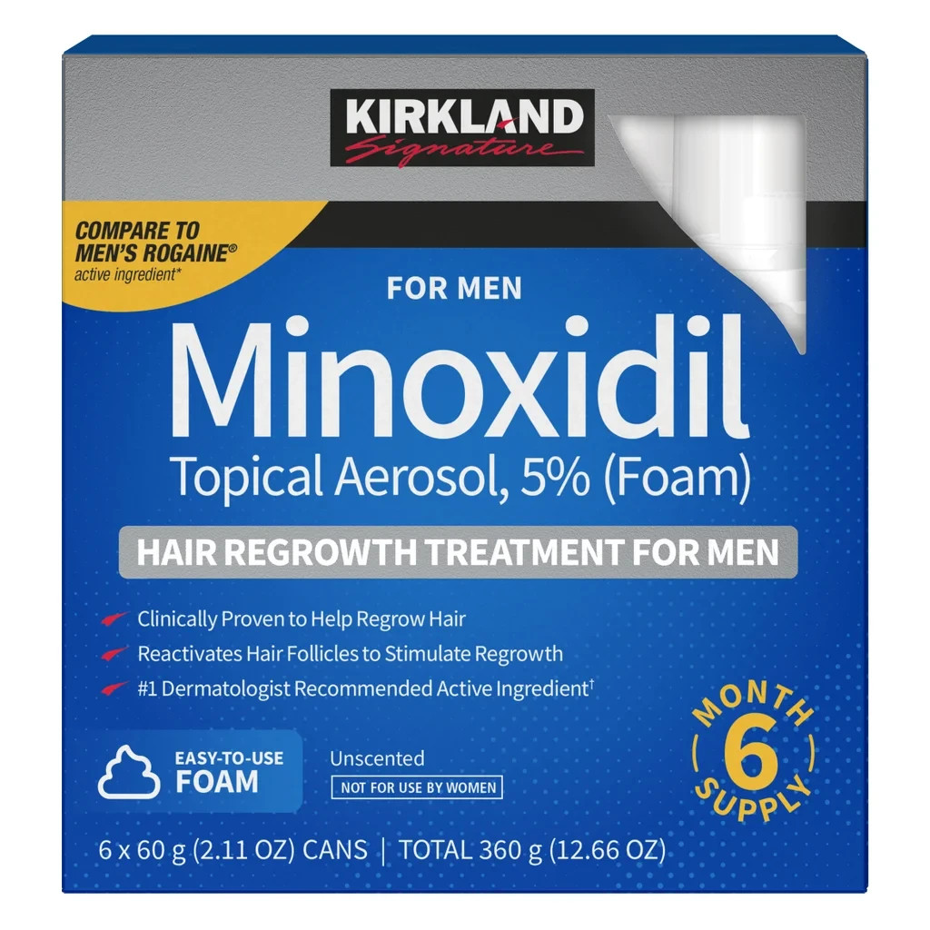 Kirkland Hair Regrowth Treatment 5% Minoxidil Foam for Men – 6 Months Supply