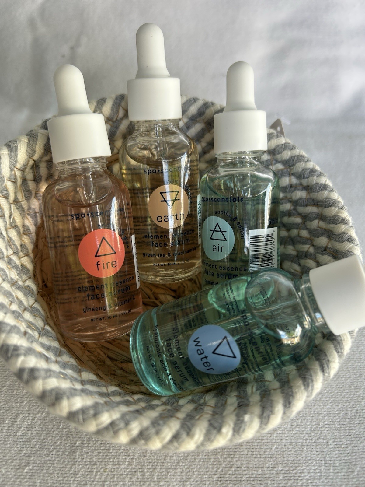 Spa Scents Face Serum Set 4pcs Fire Earth Air Water Skincare Gift Set