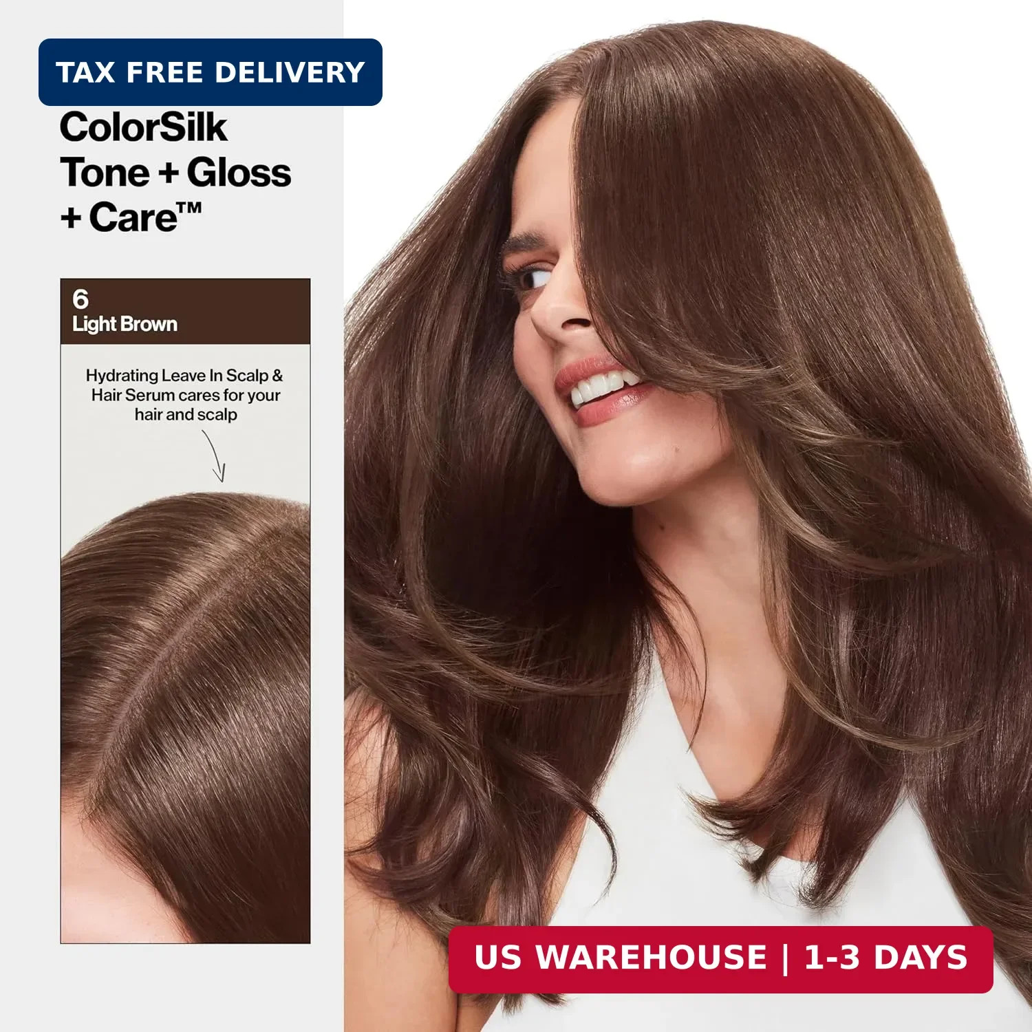 Revlon ColorSilk Tone + Gloss + Care Demi Permanent Hair Color, Dye Kit with Lea