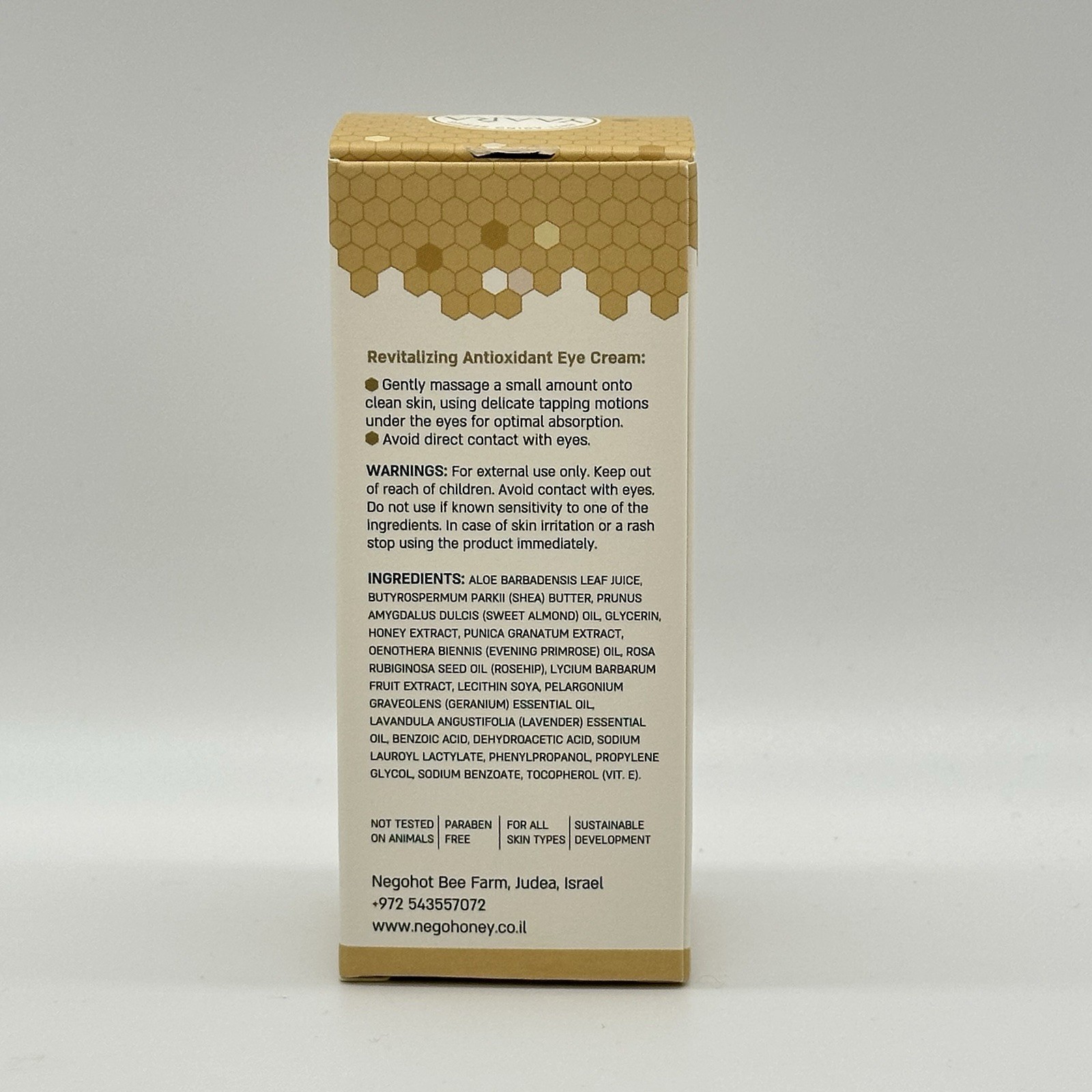 Made In Israel Yaara Pure Honey Skincare Anti-Aging 30ml Antioxidant Eye Cream