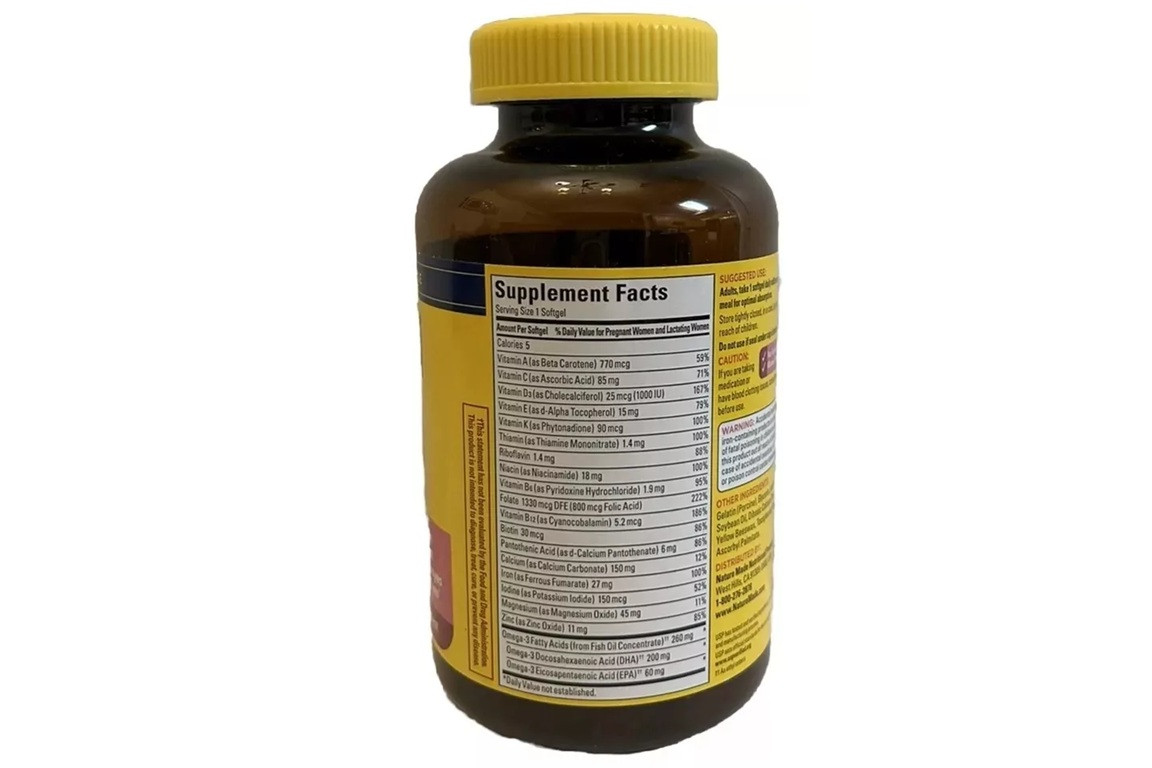 Nature Made Prenatal Multi + 200mg DHA and Folic Acid, 150 Softgels, EXP 01/2027
