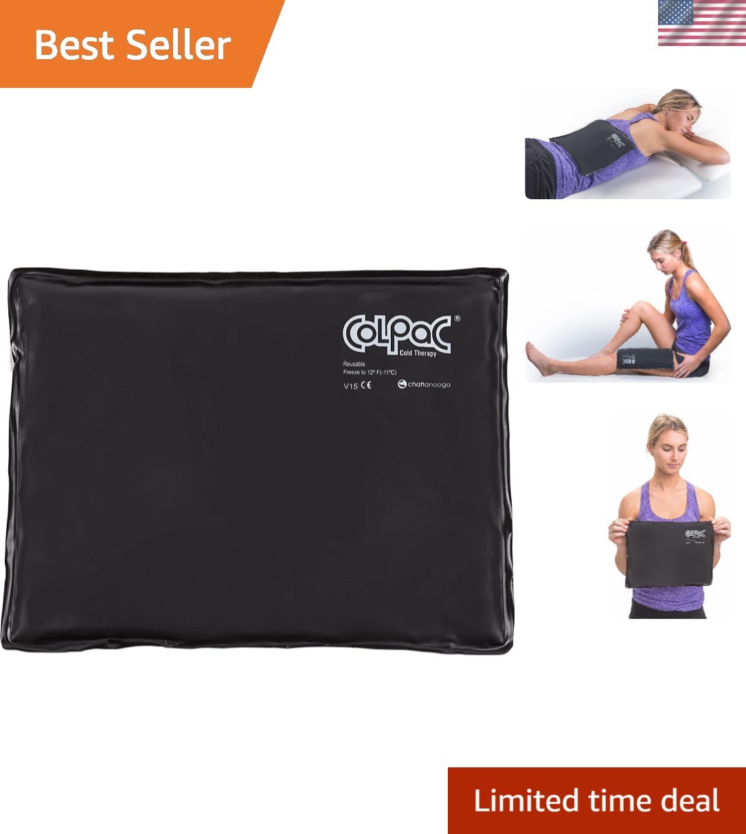 ColPac – Reusable Gel Ice Pack – Black Polyurethane – Standard – 10 in x 13.5…