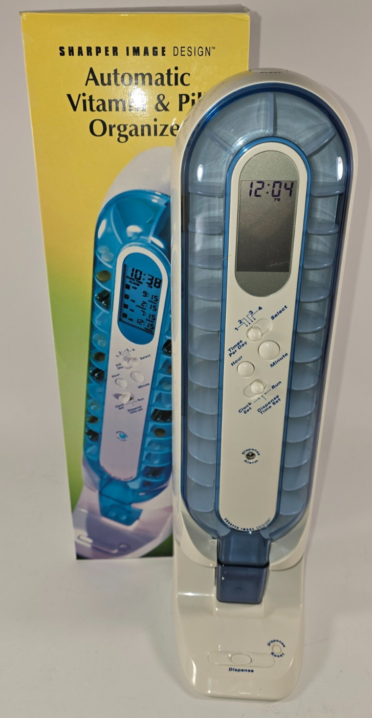 Sharper Image Automatic Vitamin & Pill Organizer In Box Tested Works – See Video