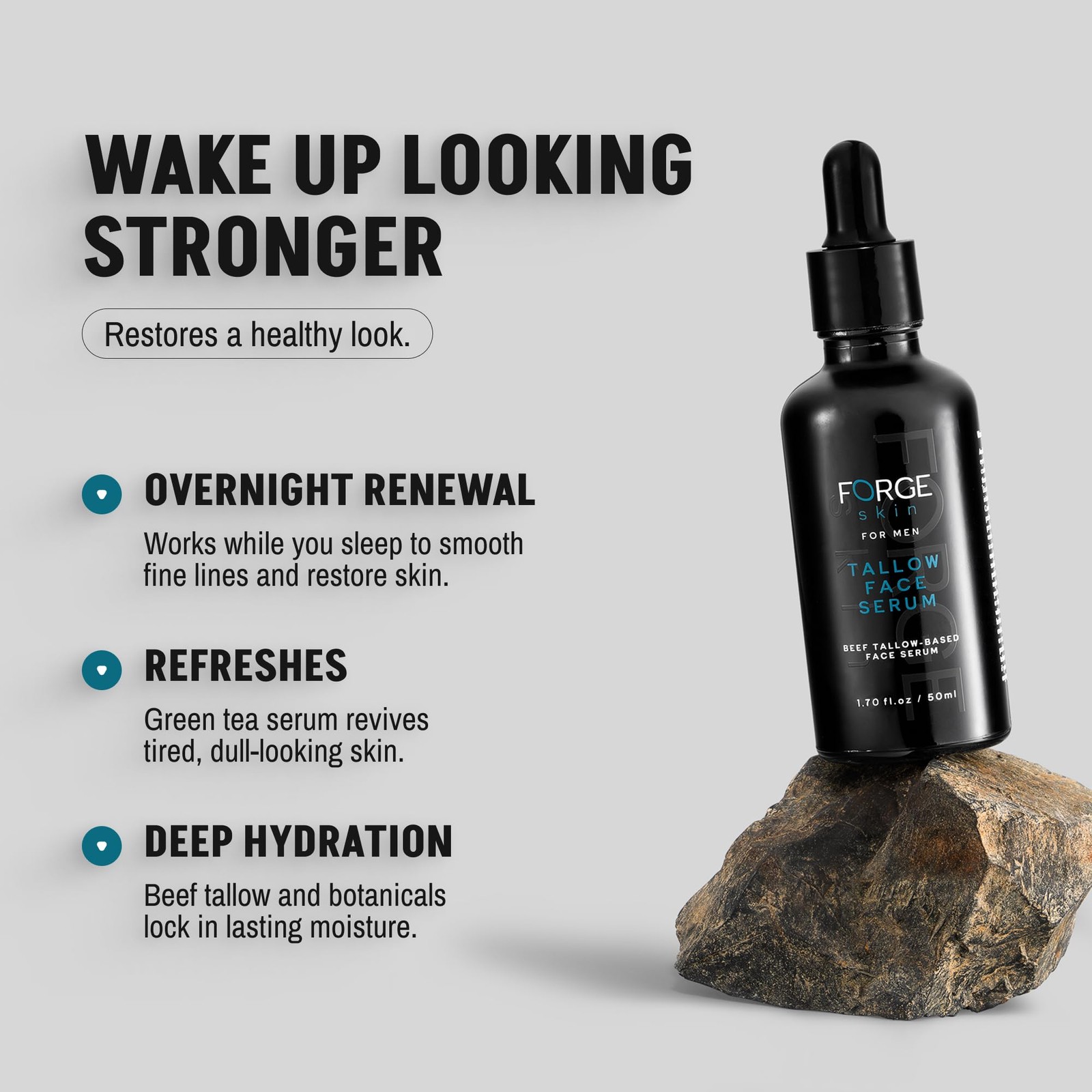 FORGE SKIN® Night Beef Tallow Serum for Men [TALLOW-BASED] – Facial Essence…