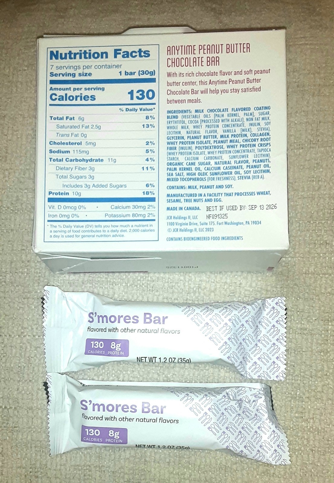 Jenny Craig Chocolate Peanut Butter Anytime Bar – 7 Pack, Free 2 Smores Bars