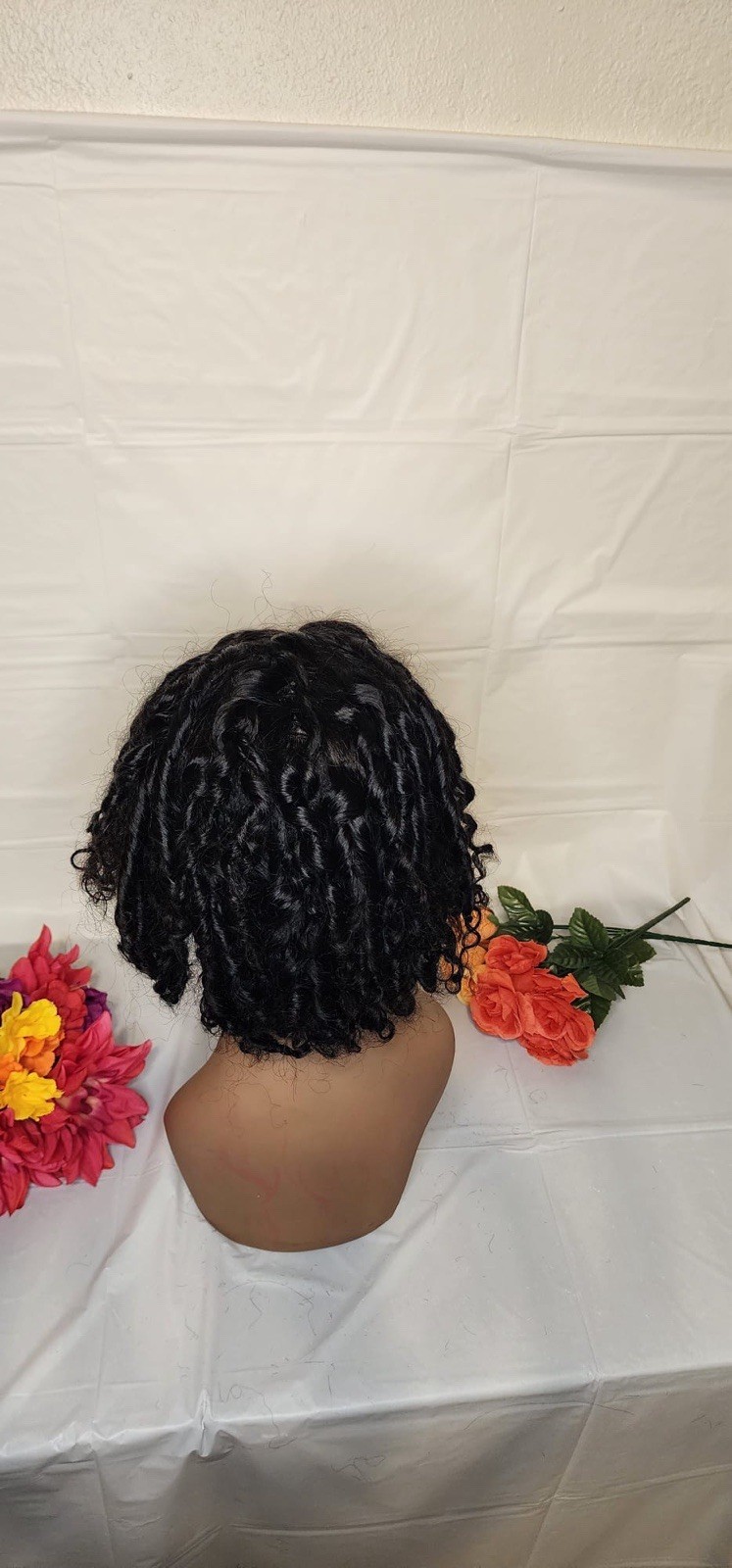 Black Curly Wig Short Curly Hairpiece for Adult Women Curly Hair Style