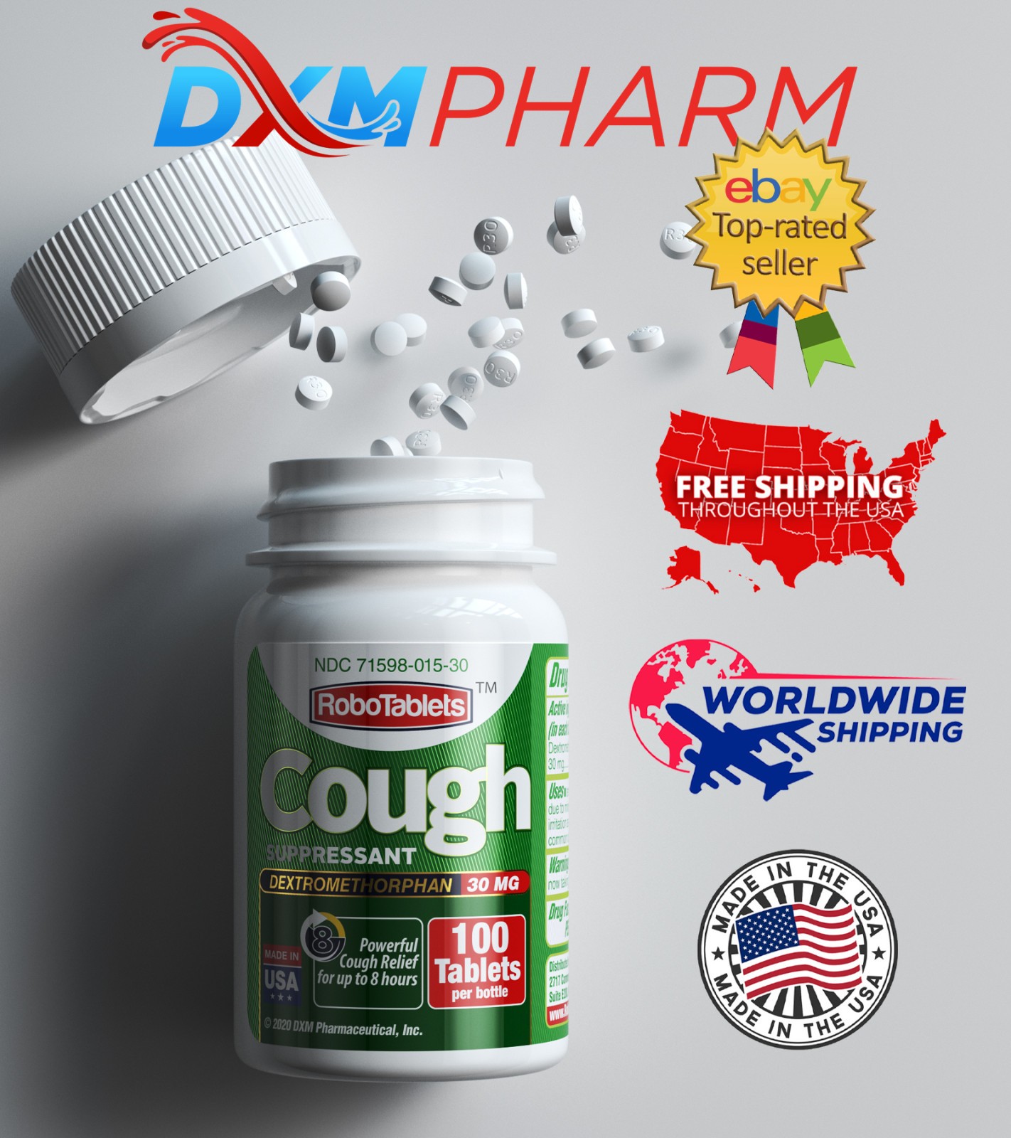 Cough Suppressant 100 Tablets 30mg Dextromethorphan