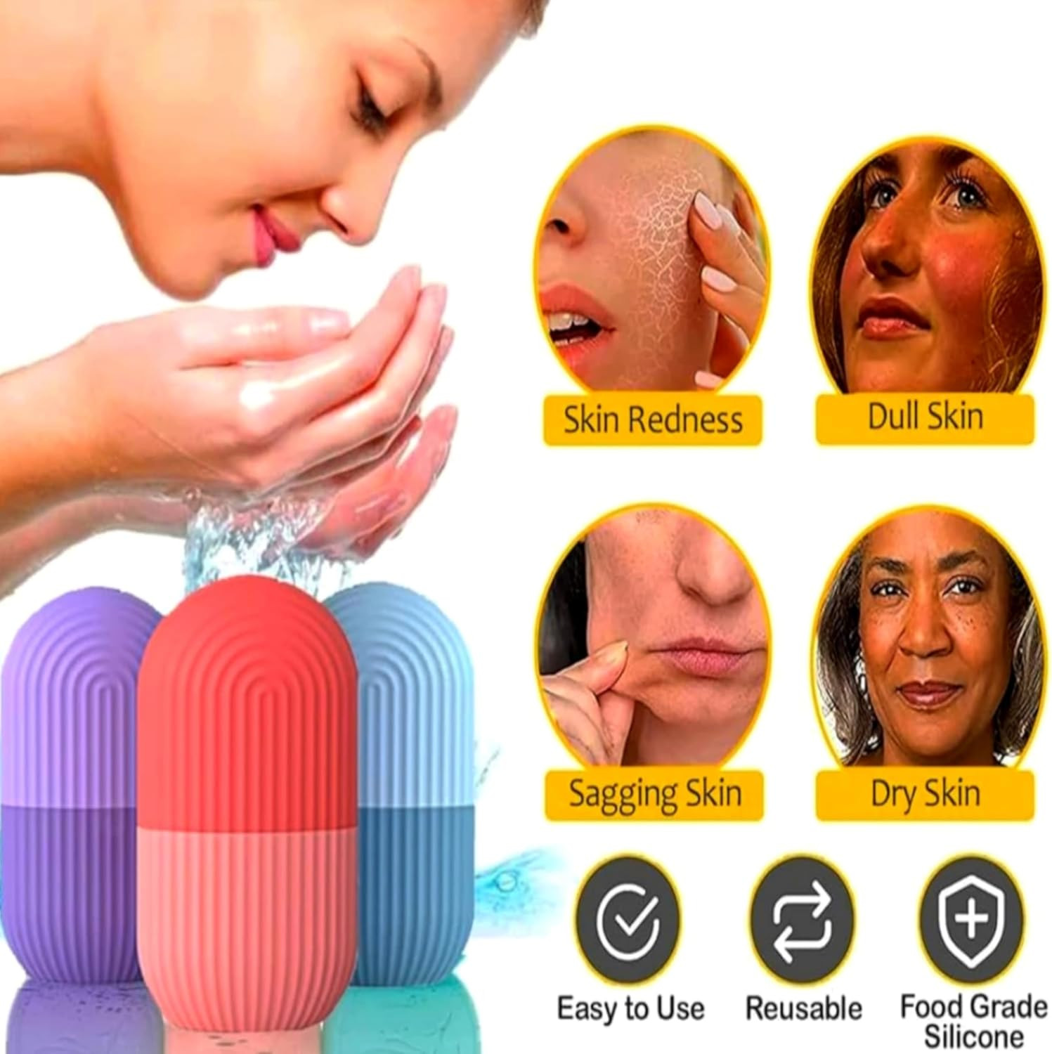 ARSA Pack of 3 – Ice Roller for Face, Eyes, Body Massage. Natural Cold Therapy t