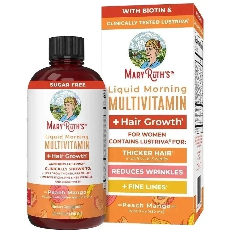 New Mary Ruth’s Liquid Morning Multivitamin Hair + Growth Peach Mango 15.22OZ…