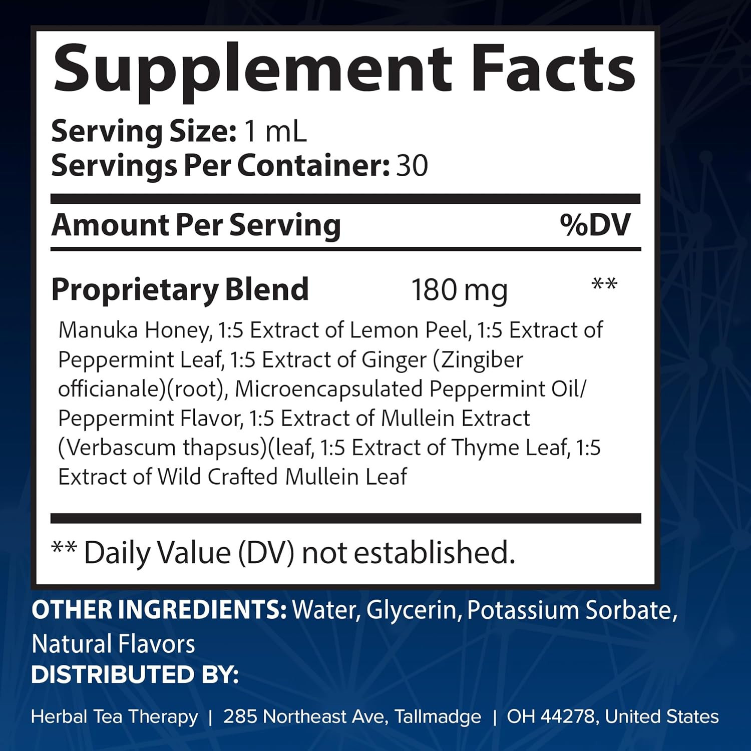Lung Renew Mullein Drops for Lungs (1 Fl. Oz.): Peppermint, Thyme, & Mullein Lea
