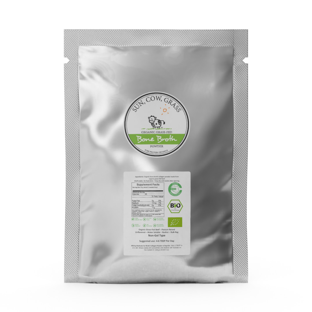 Bone Broth Powder – Pure Protein Organics – Grass-fed (2.2LB / 1kg)