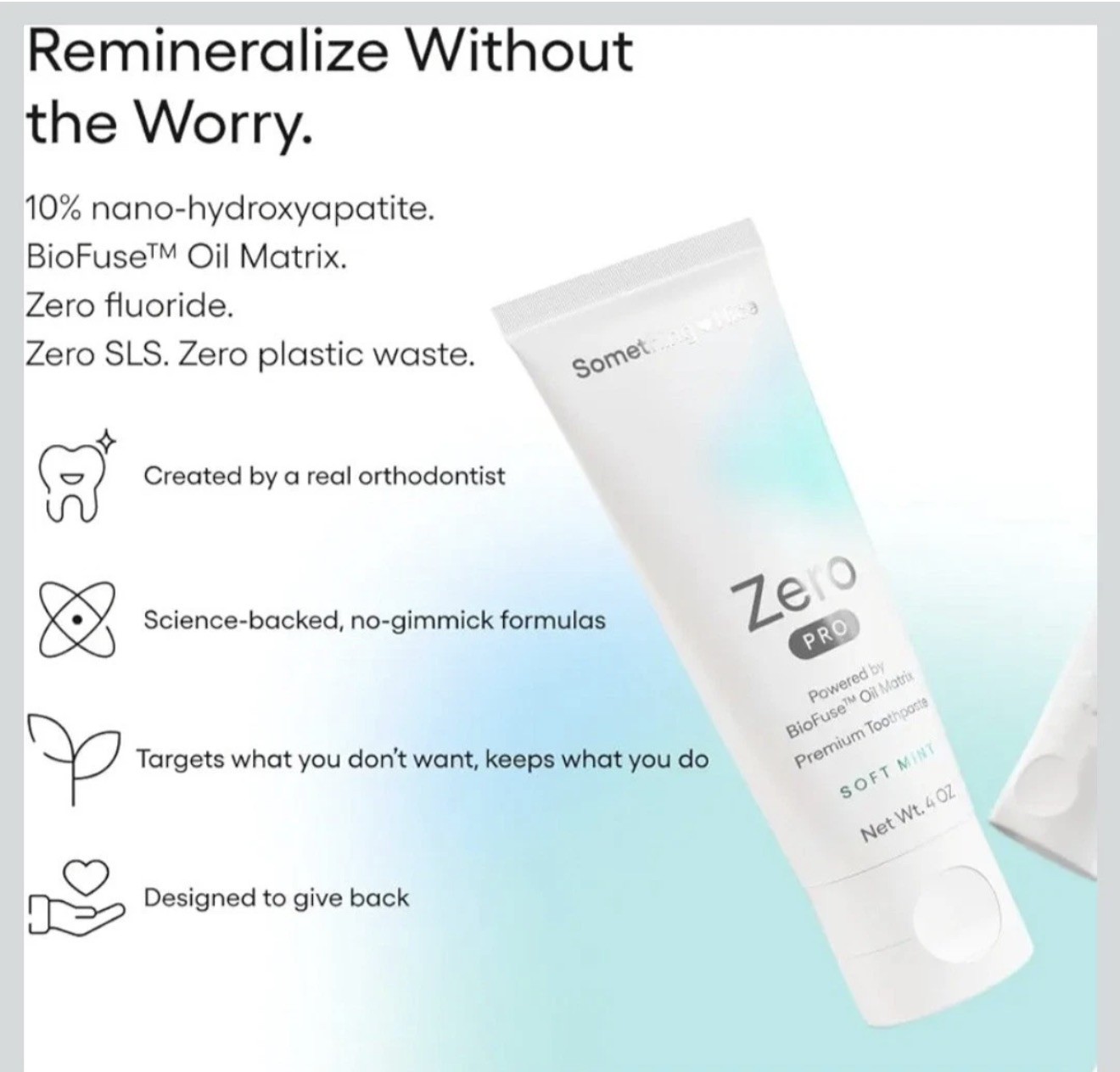 Something Nice Zero Pro Premium Toothpaste Soft Mint 4oz NEW Sealed Fast Ship