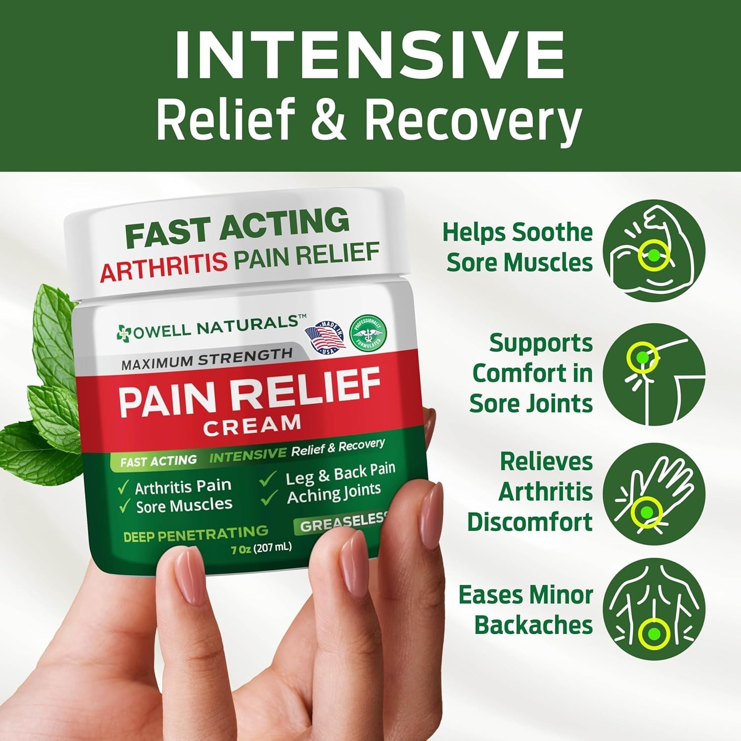 7 oz Maximum Strength Muscle & Joint Relief Cream – Menthol Scented Comfort
