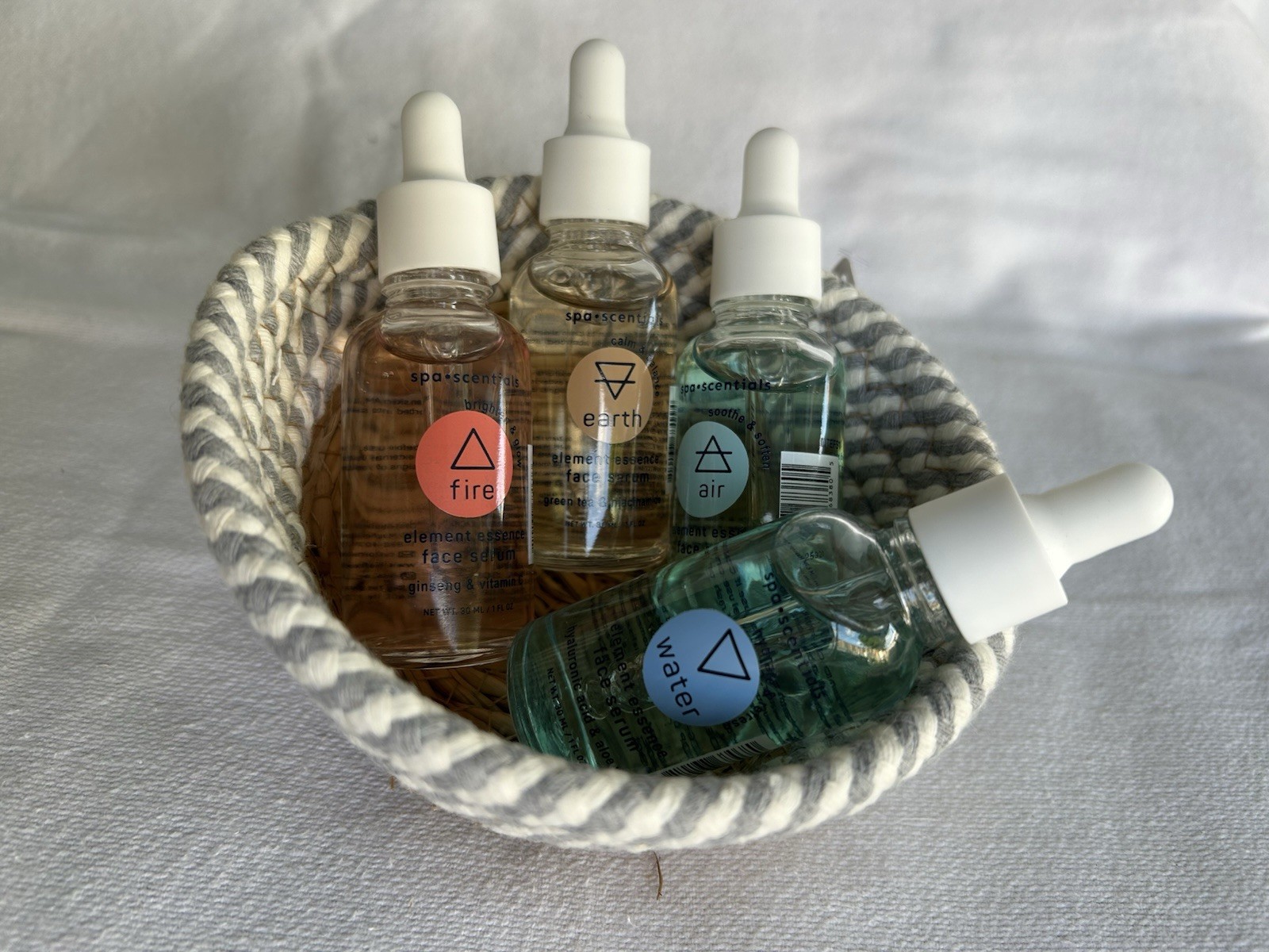 Spa Scents Face Serum Set 4pcs Fire Earth Air Water Skincare Gift Set