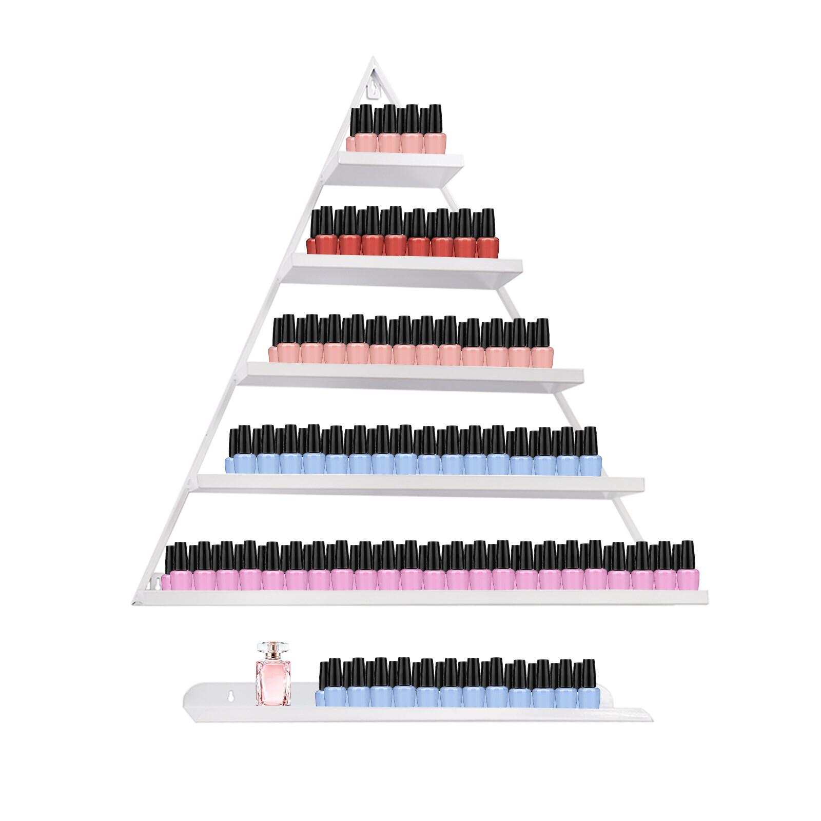 3 Pcs 5 Tier Wall Mounted Nail Polish Display Rack Triangular Display Shelves