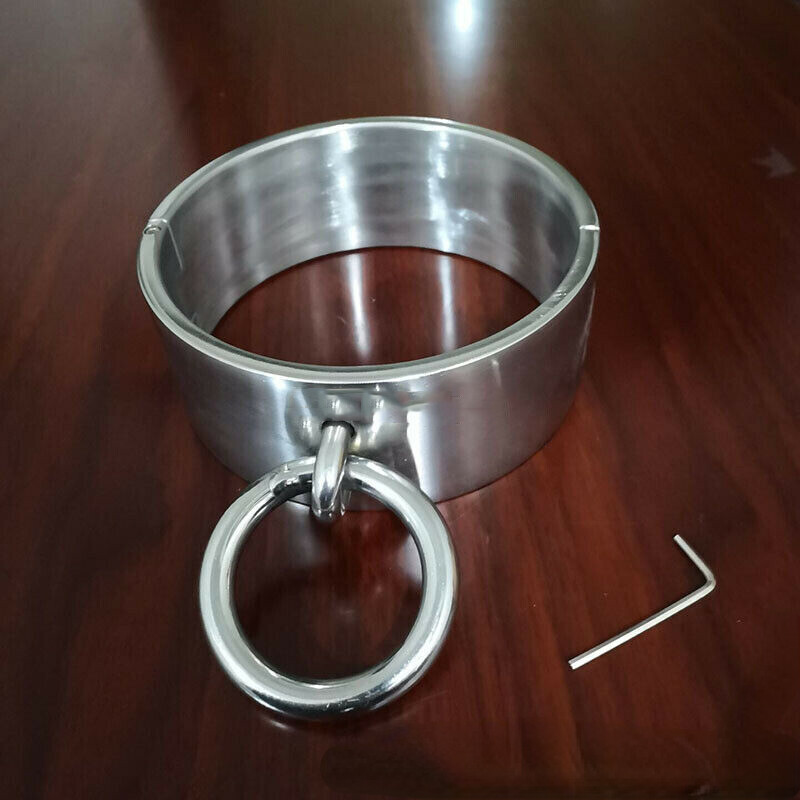 Heavy Stainless Steel 6cm Height Large Ring Male Female Neck Restraint Collar