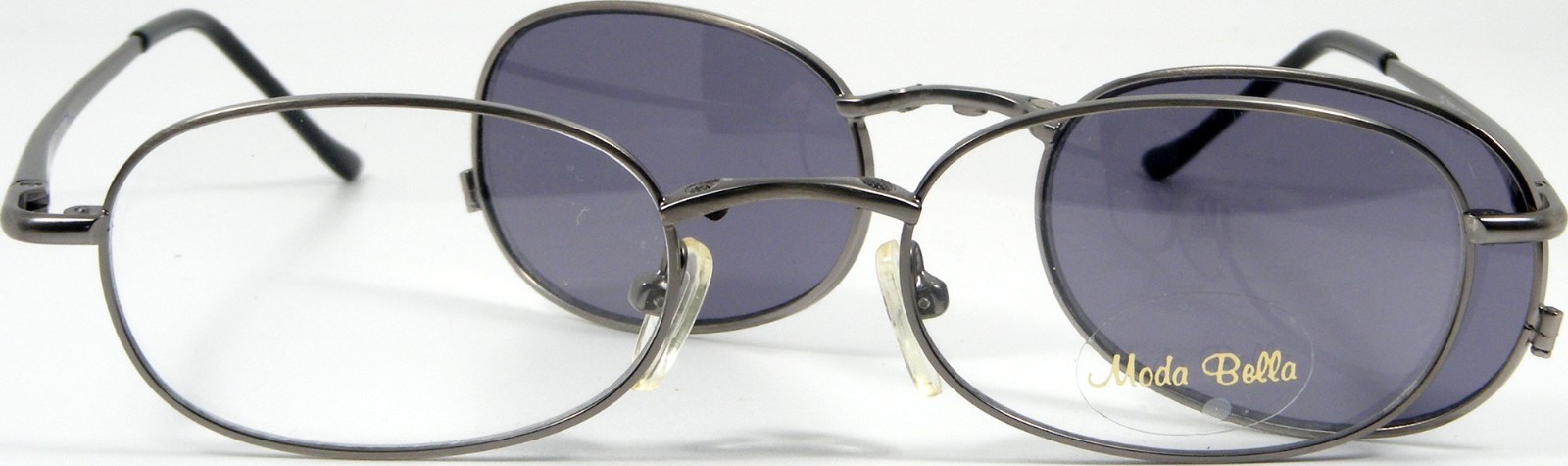 Moda Bella A. Silver Eyeglasses Frame 2033 48-19-135 w/ Magnetic Clip-On Lenses
