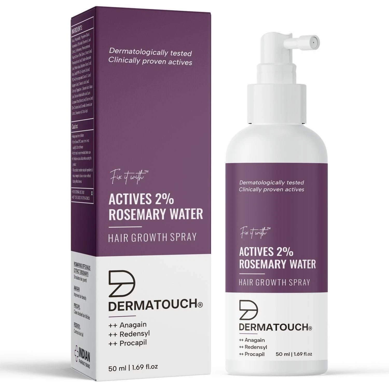 DERMATOUCH Rosemary Water Spray For Hair Growth & Fall Control, Adds Shine 50ml