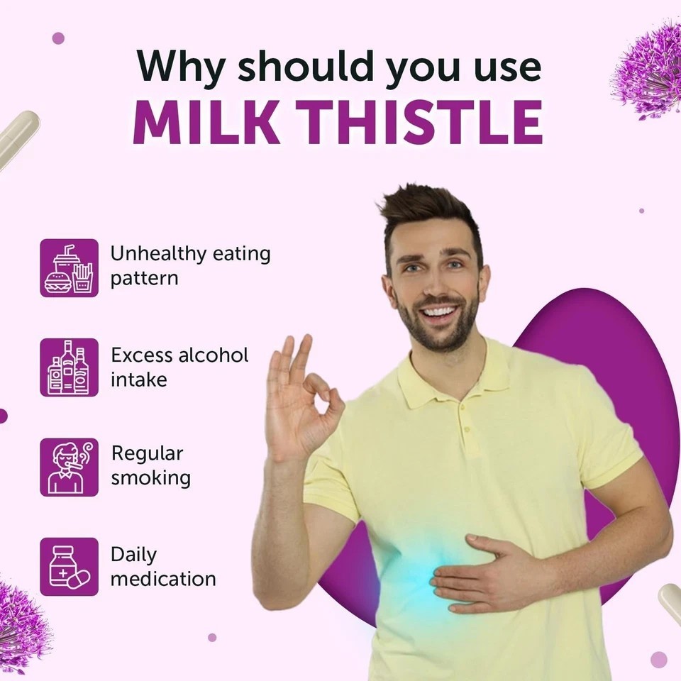 Milk Thistle Capsules | Liver detox supplement With Silymarin | Supports Liver