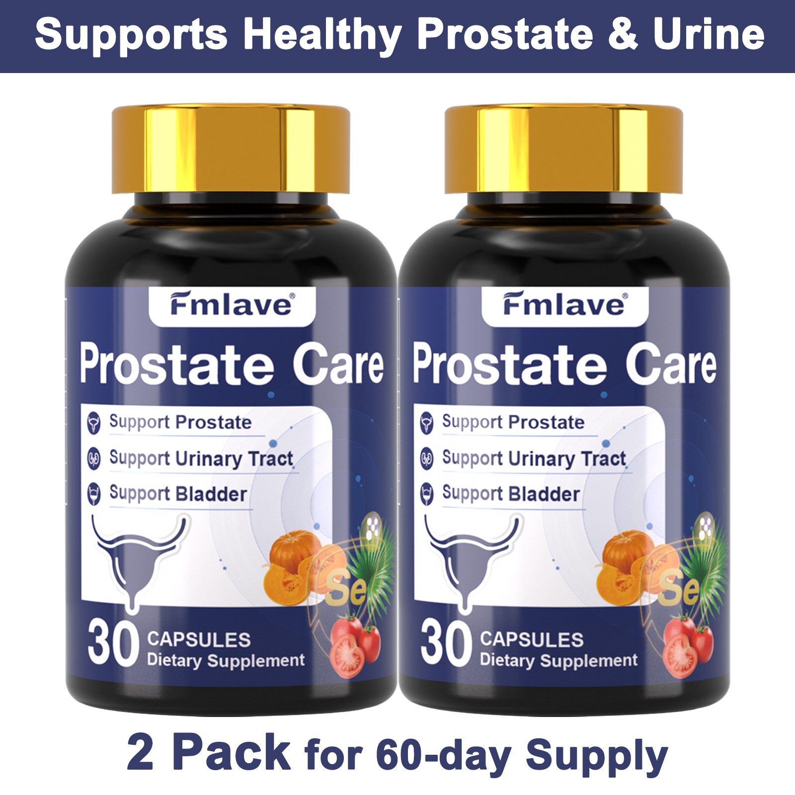 (2 Pack) Prostate Support – Reduce Frequent Urination, Stamina supplement 60ct