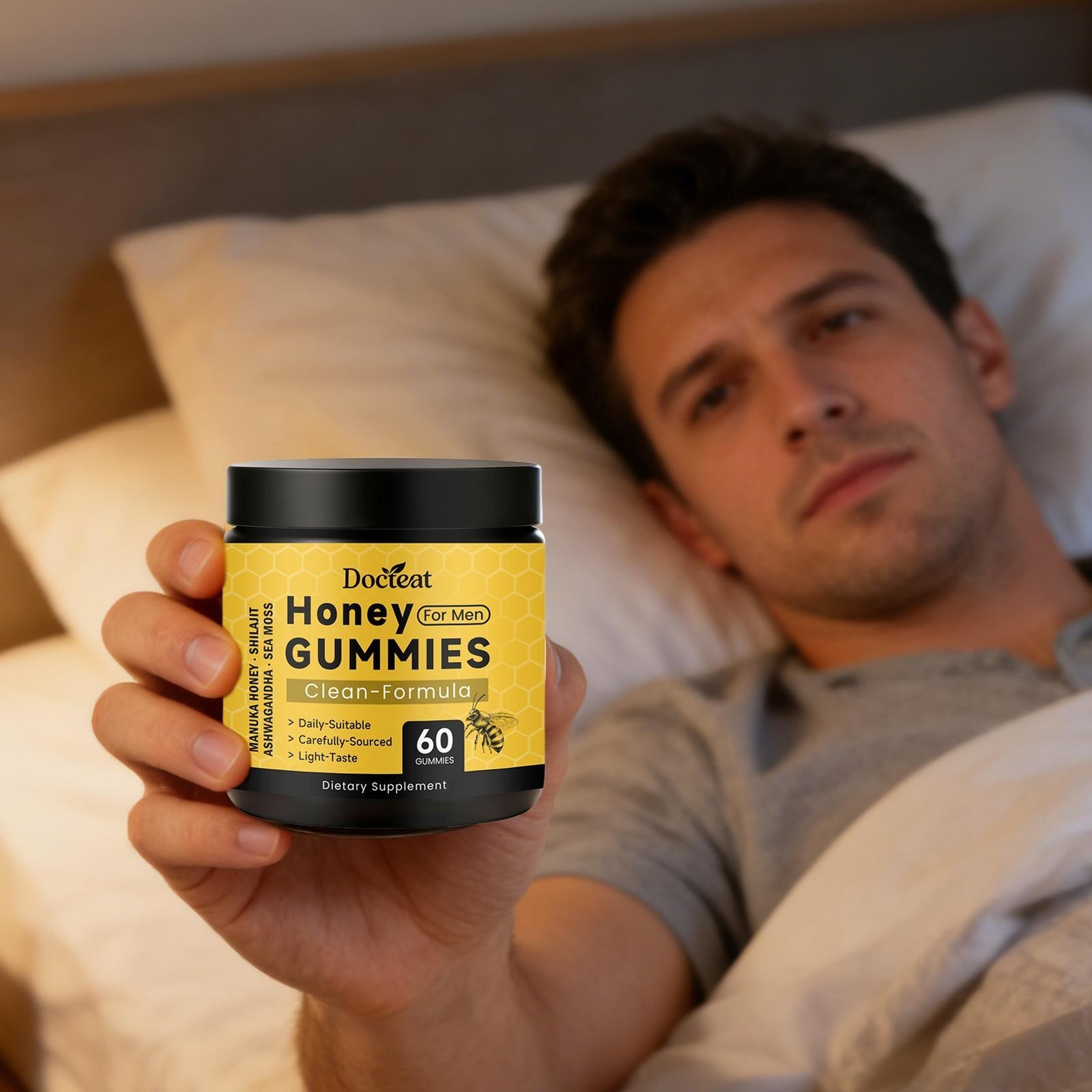 Honey Gummies for Men, Vitality Booster Manuka Honey Gummies 60 Counts US