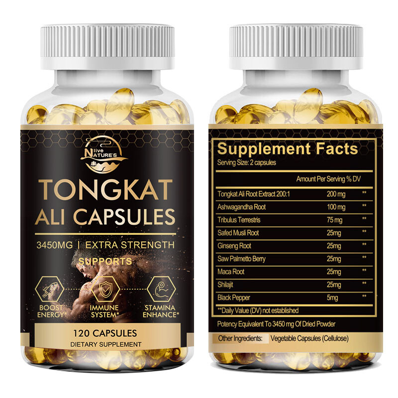3450mg TongkatAli Extract 200:1 120 CapsulesStrong Natural Testosterone Booster