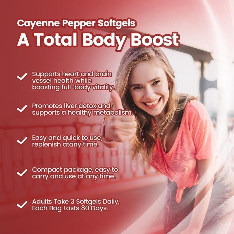 Cayenne Pepper Softgels Supplement, Supports Leg VeinHeart and Blood Vessel NEW