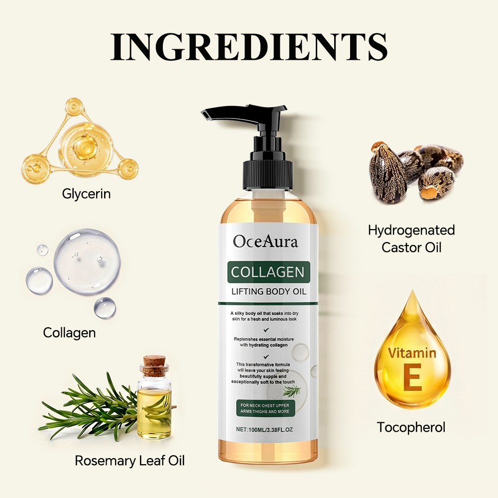 5PCS 100ml Collagen Lifting Body Oil Anti Aging for Neck,Chest,Upper,Arms,Thighs