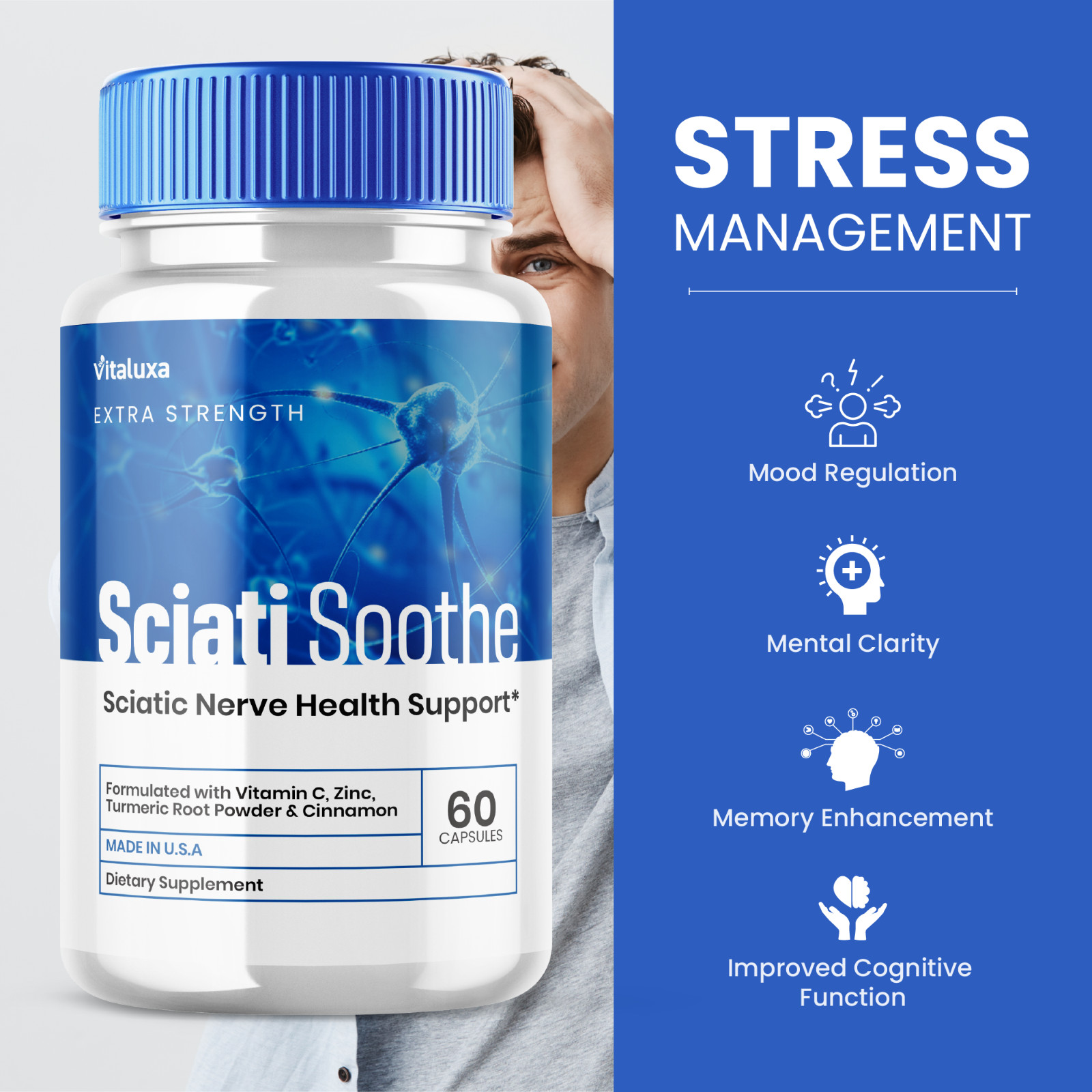 (5 Pack) SciatiSoothe for Sciatica Capsules, Sciati Soothe Nerve (300 Capsules)