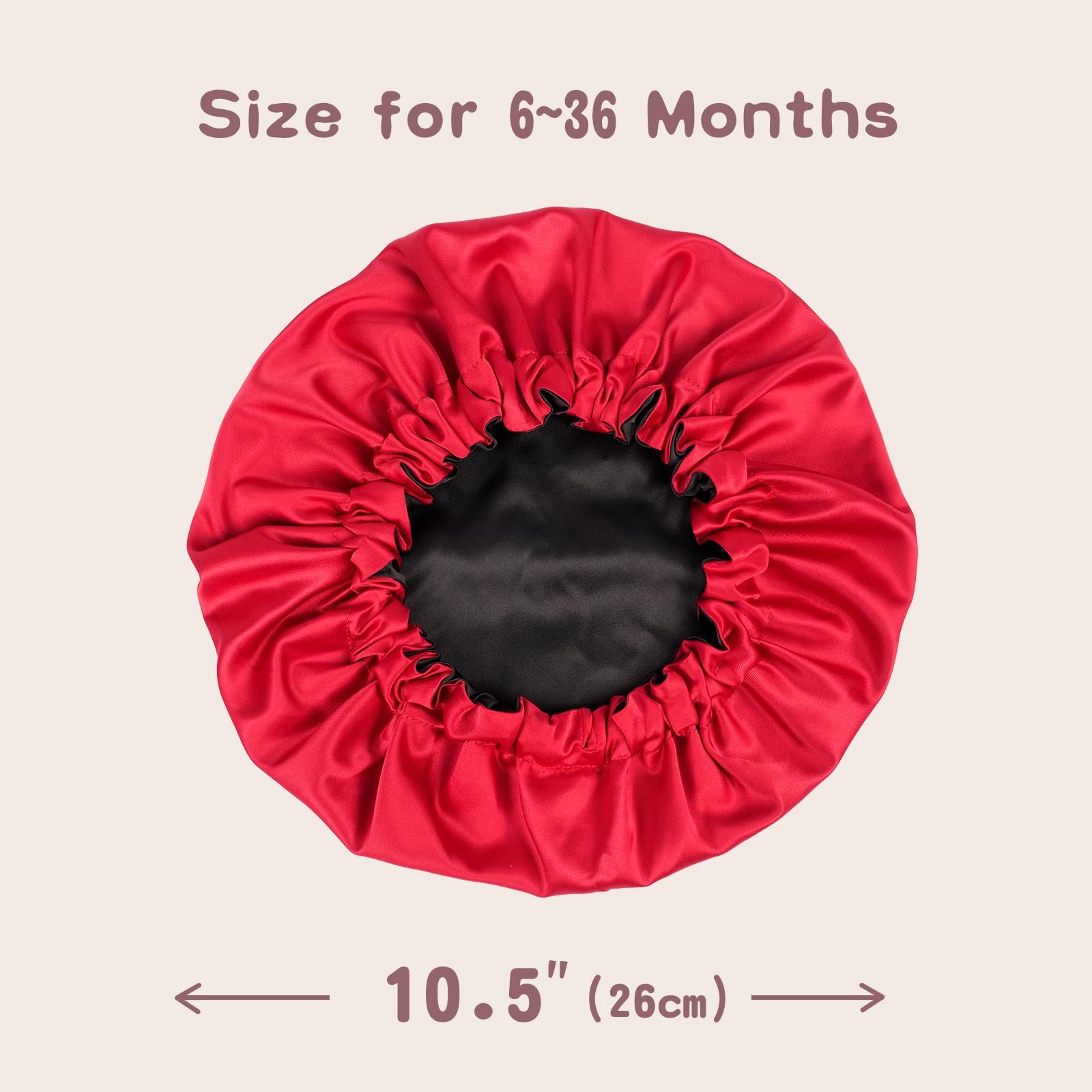 Baby Bonnet for 6-36 Months Sleeping: Reversible Months, Claret-black