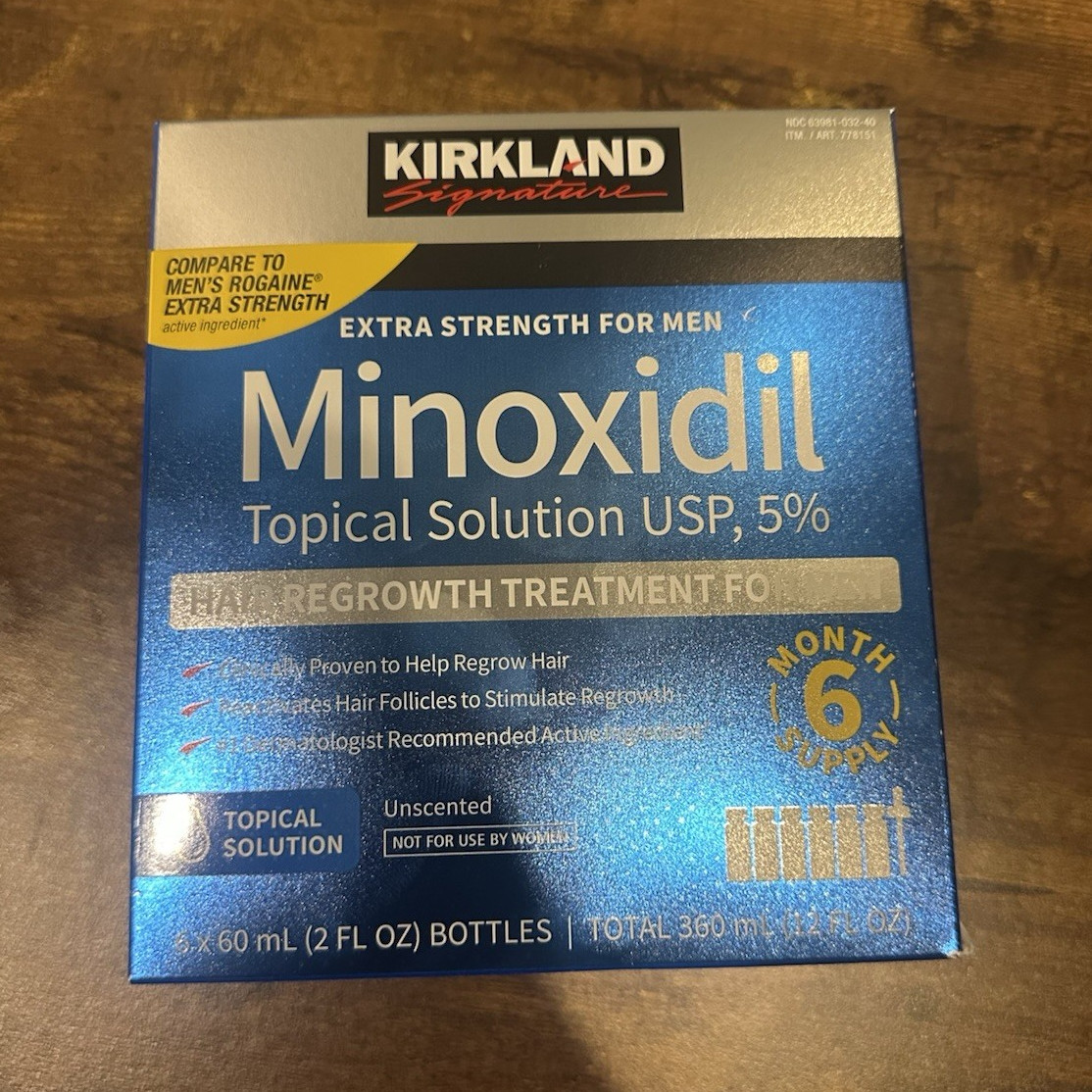 Kirkland Signature Minoxidil 5% Hair Growth Liquid for Men Unscented 12 fl oz