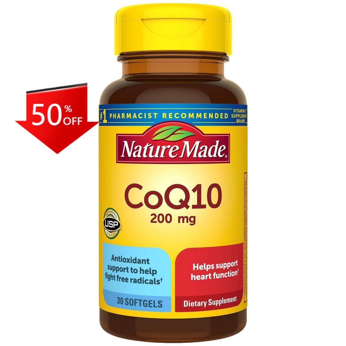 Nature Made CoQ10 200mg, CoQ10 200mg Softgels for Heart Health Support- 30ct