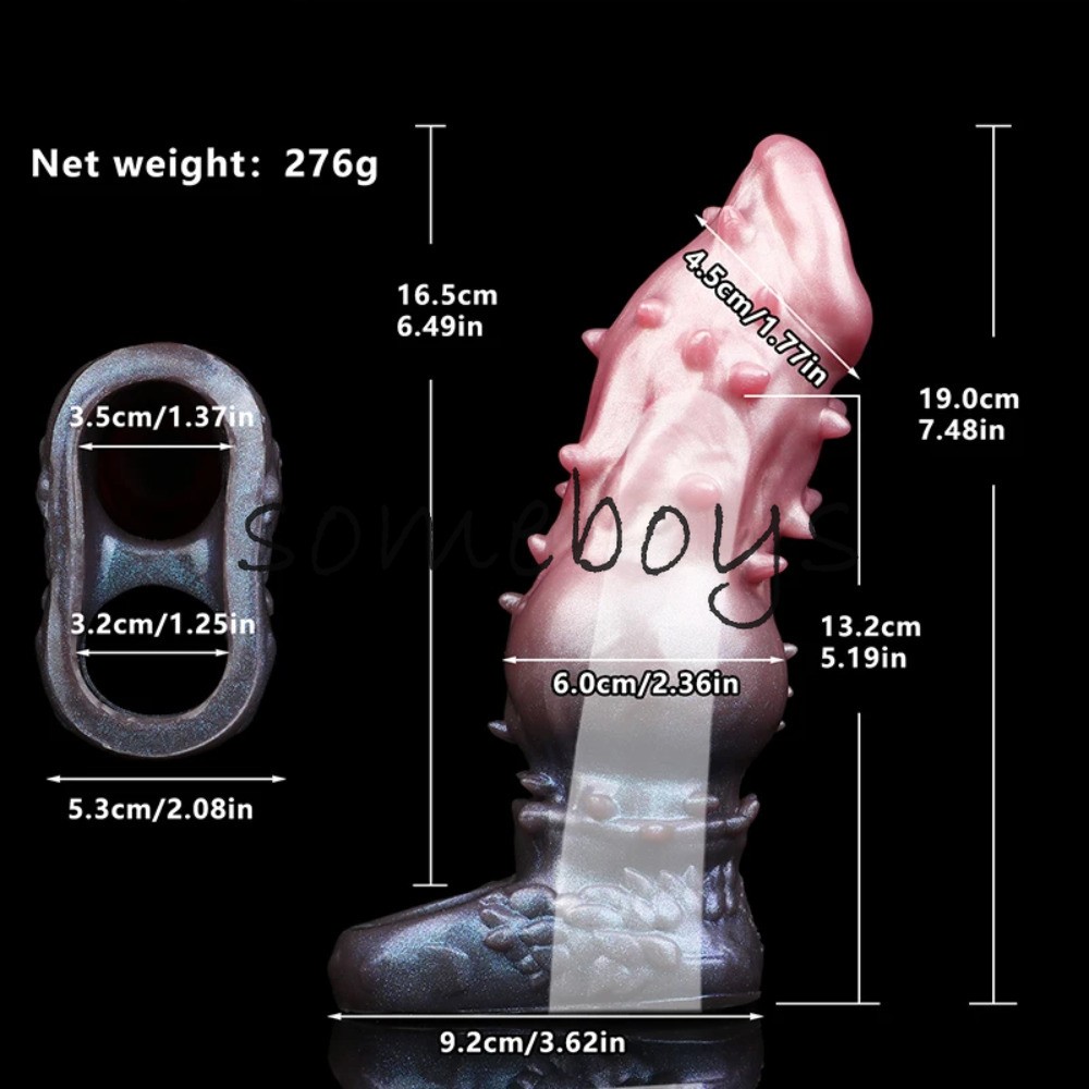 19*6cm Mace Spiked Club Penis Sleeve Silicone Reusable Condom Extender-Enlarger