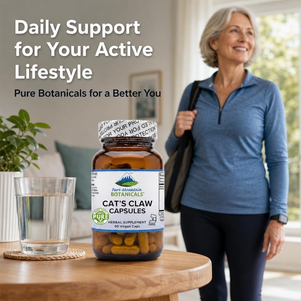 Pure Mountain Botanicals Cat’s Claw Capsules – 90 Kosher Vegan Caps with 1000mg