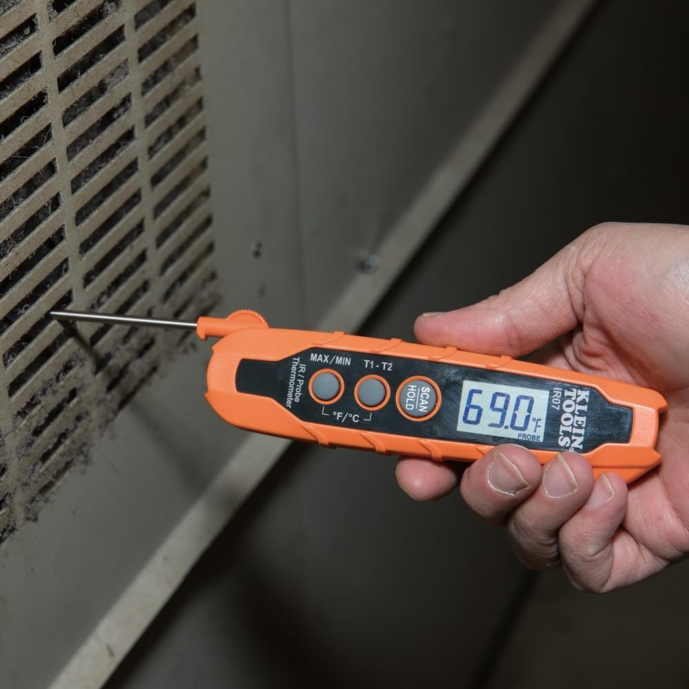 Handheld Dual IR and Probe Thermometer – Perfect for DIY and Inspections