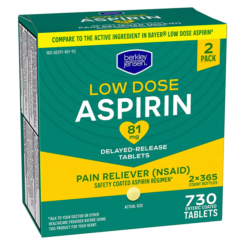 Low Dose Aspirin 81 mg 730 Tablets Coated Compare to Bayer Exp: 2028