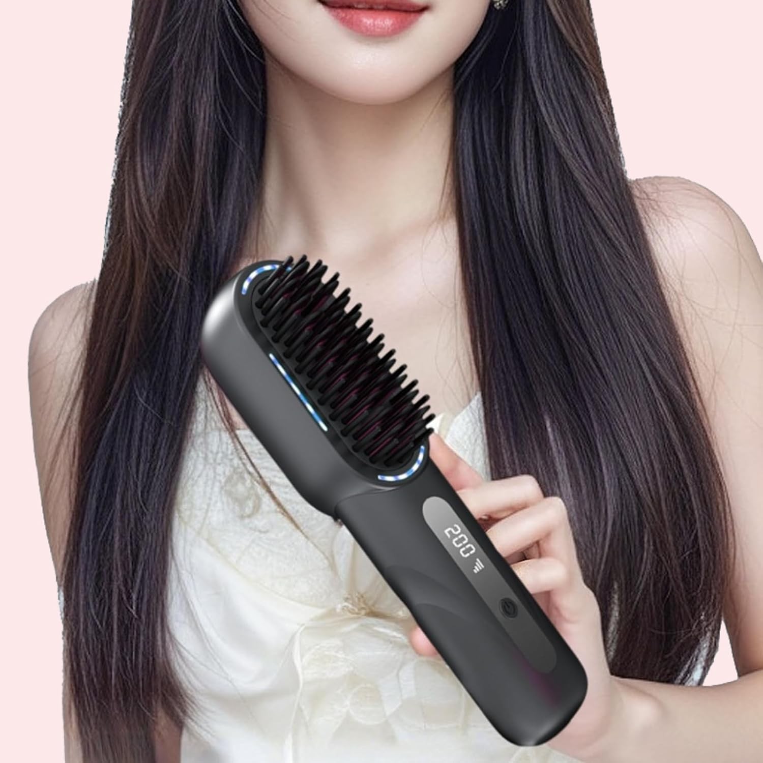 Electric Hair Straightening Comb Rechargeable 5000mAh Battery Powered Cordless