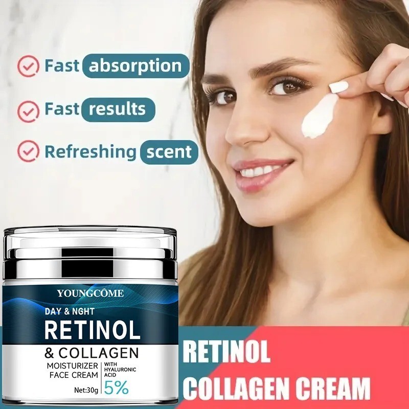 Retinol Collagen Cream with Hyaluronic Acid, Vitamin C+E, Anti-Aging & Firming