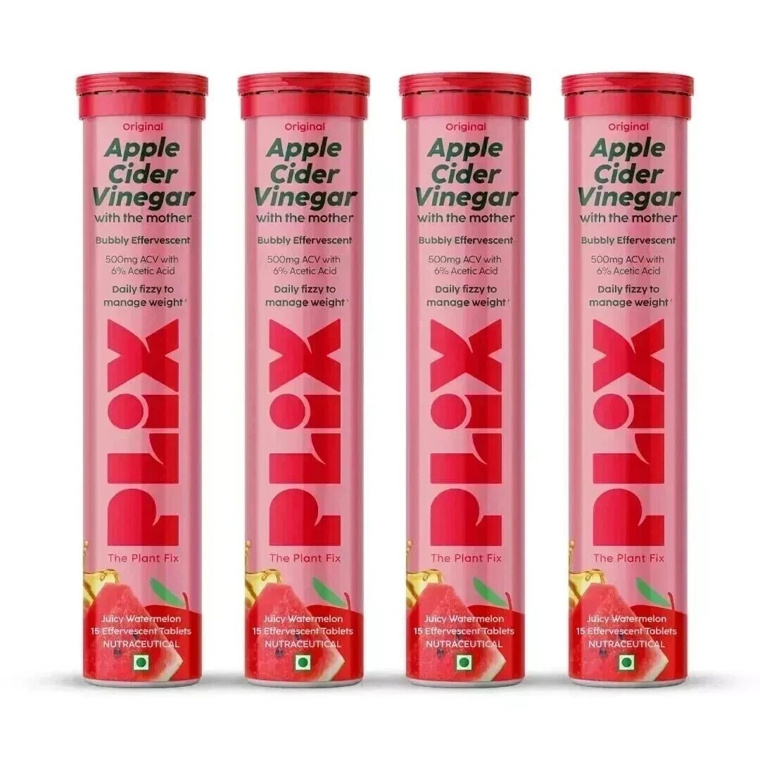 PLIX THE PLANT FIX Apple Cider Vinegar Tablet weight loss Pack 4 ( WaterMelon )