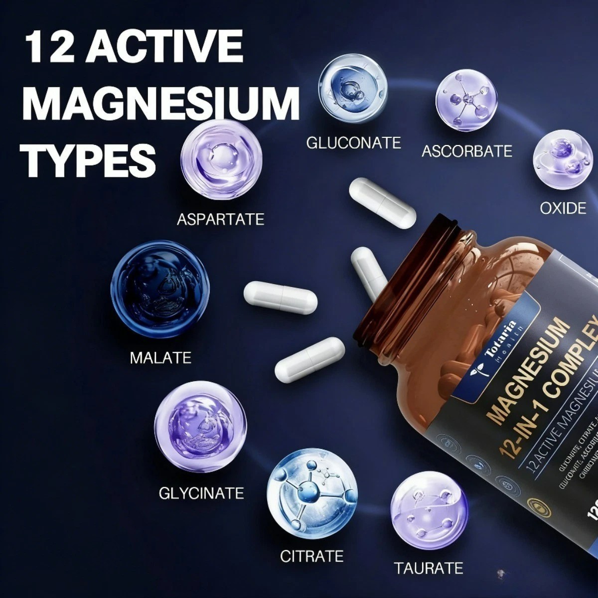 Totaria Magnesium 700mg.12-in-1 Complex for Muscle & Relaxation