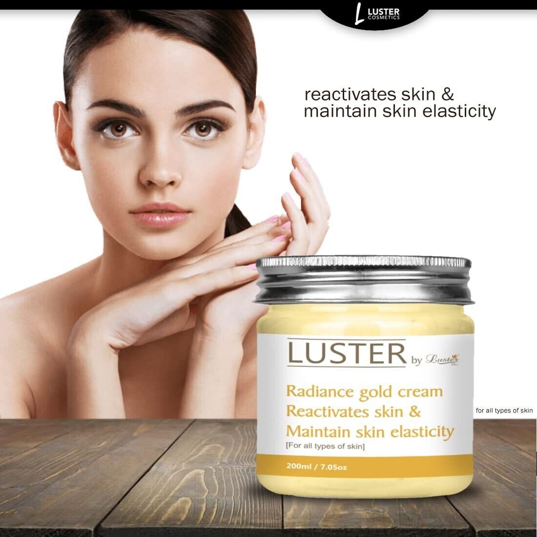 Luster Radiance Gold Facial Massage Cream | Reactivates Skin (200ml) UNISEX