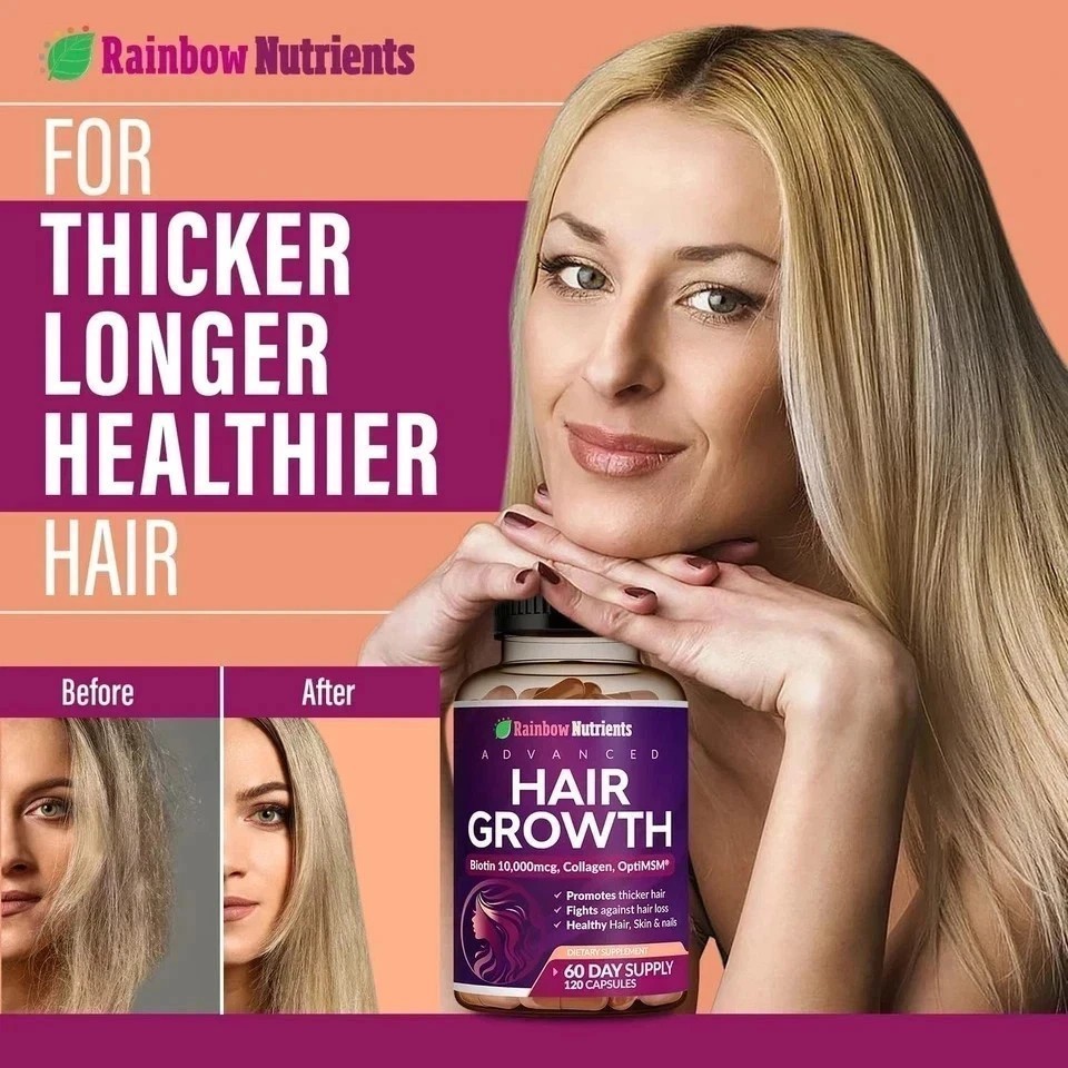 2 PACK Rainbow Nutrients Advanced Hair Growth- Prevent Hair Loss NEW