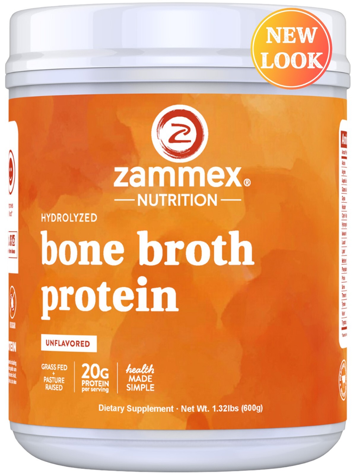 Bone Broth protein Powder Pure Protein Organics Grass Fed Beef(1.32LB-600g)